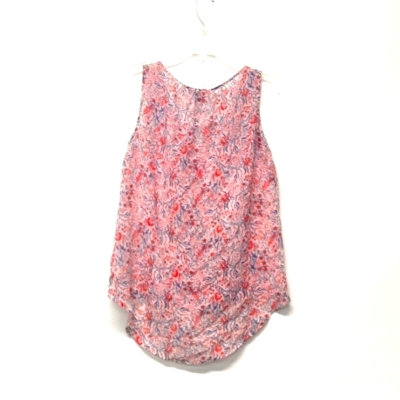 Daisy Fuentes tank blouse high low sleeveless sheer floral pink Size: S - Picture 1 of 5